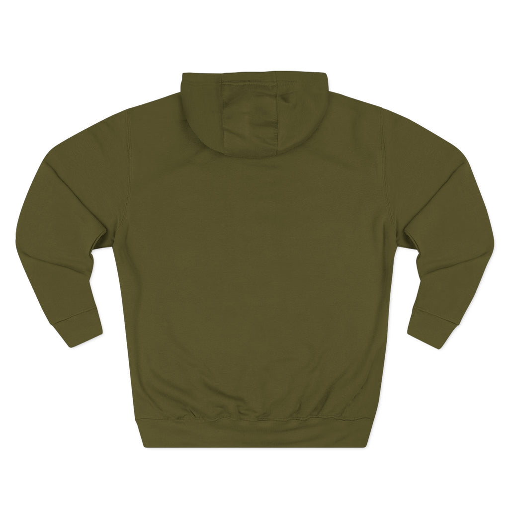 Frannie's varsity hoodie in Army Green: back view