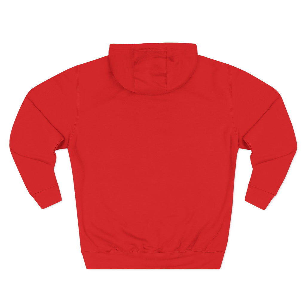 Frannie's varsity hoodie in Red: back view