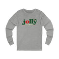 Frannie's Jolly Christmas Long Sleeve Tee in Athletic Heather with the holly jolly Frannie's Coffee logo