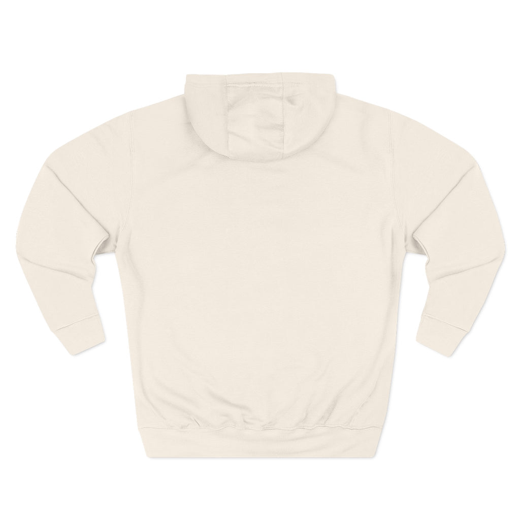 Frannie's varsity hoodie in Sandshell: back view