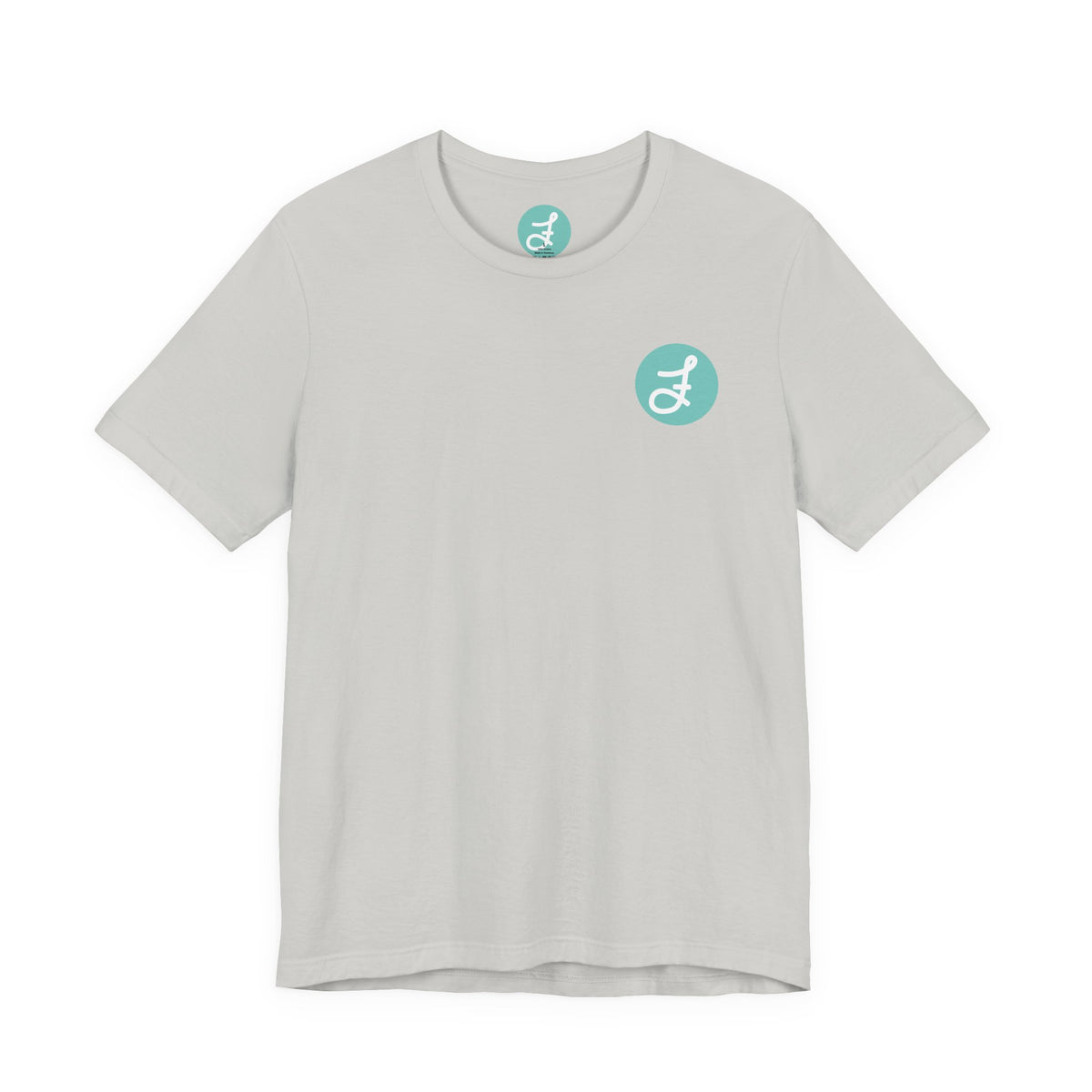 Frannie's Coffee Princeton, BC t-shirt in Silver: front with the F logo on the left chest