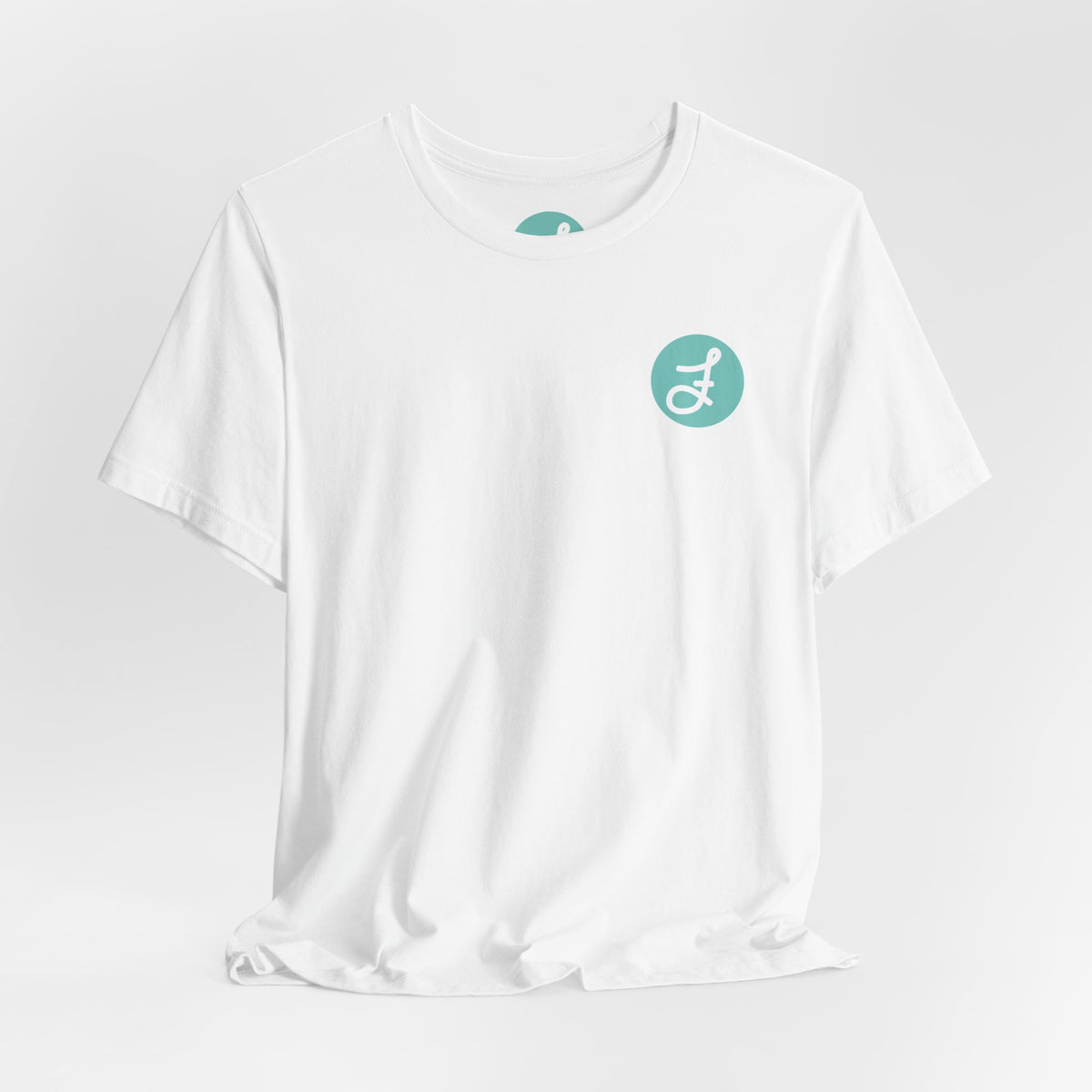 Frannie's Coffee Princeton, BC t-shirt in White: front with the F logo on the left chest