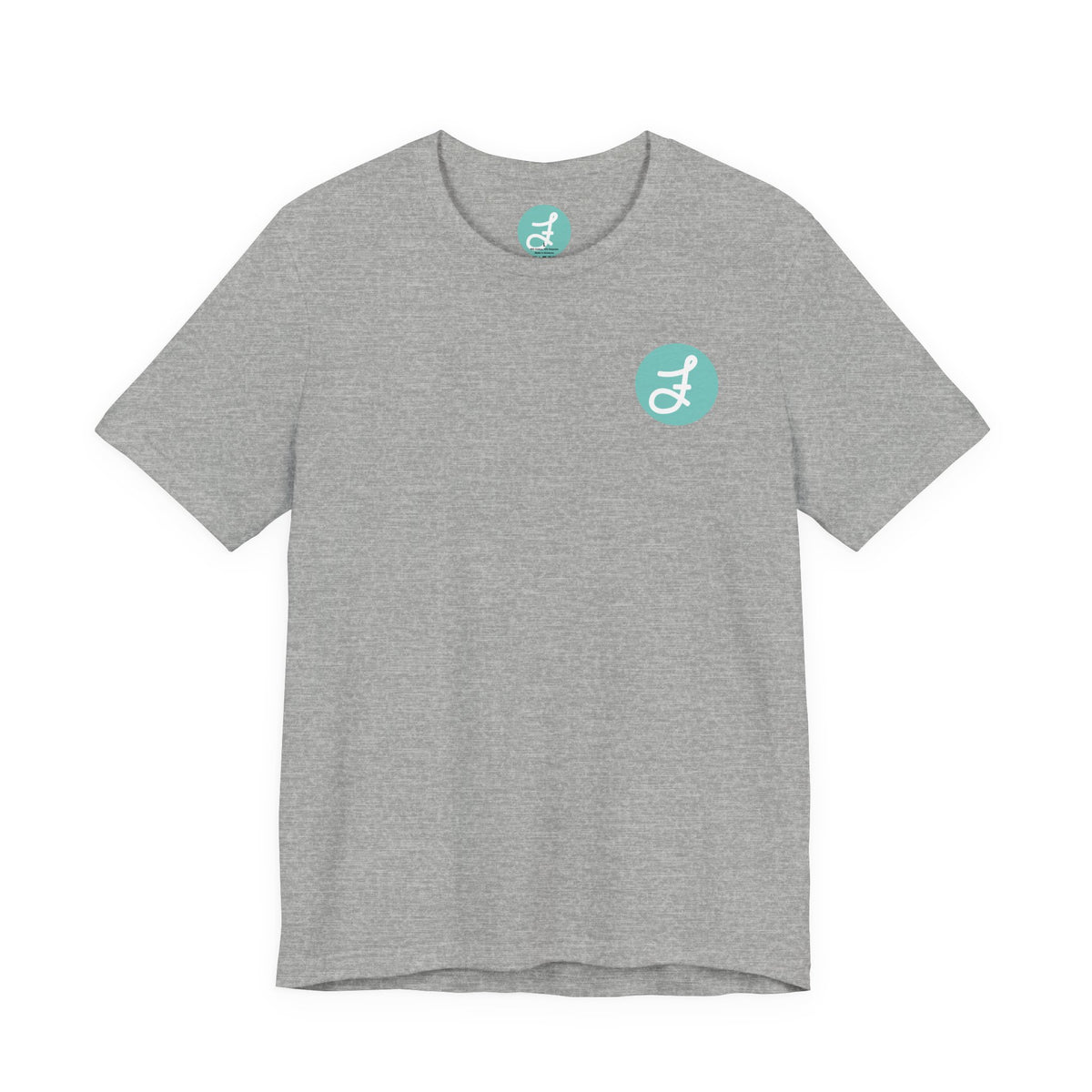 Frannie's Coffee Princeton, BC t-shirt in Athletic Heather: front with the F logo on the left chest
