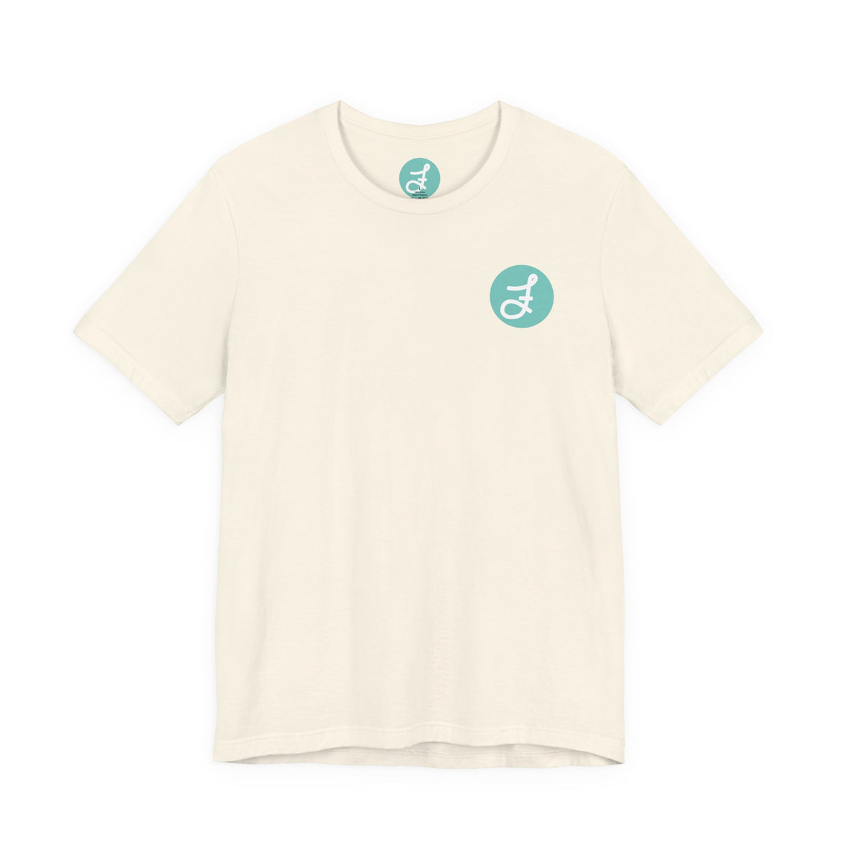 Frannie's Coffee Princeton, BC t-shirt in Natural: front with the F logo on the left chest