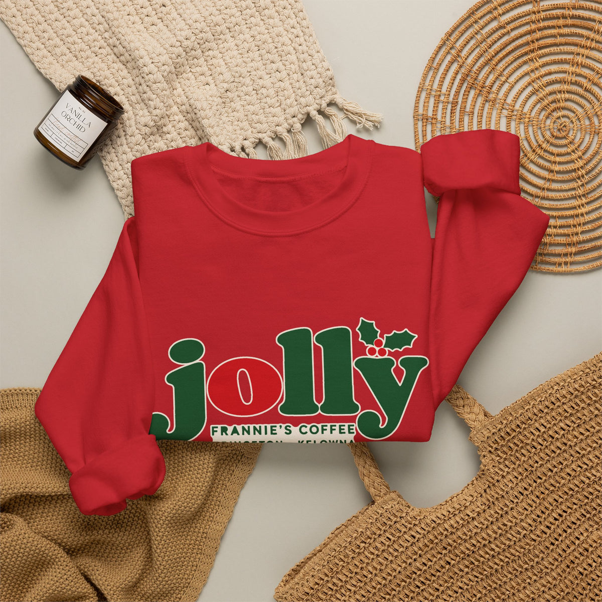 Frannie's Jolly Christmas Crewneck, Frannie's Coffee holiday crewneck