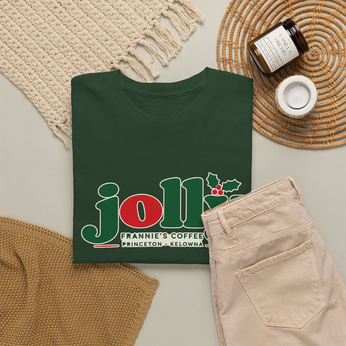 Frannie's Jolly Christmas Tee, Frannie's Coffee holiday tee