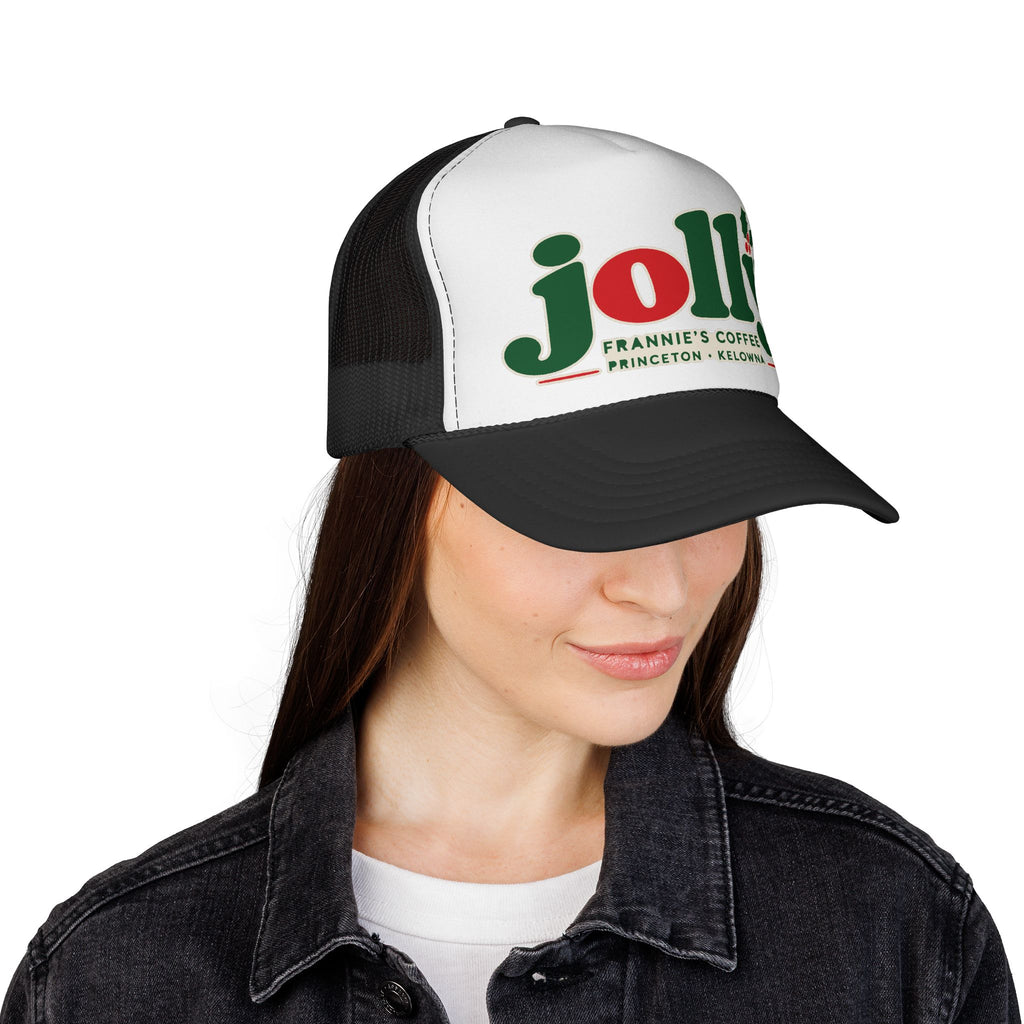 Frannie's Jolly Christmas Trucker Cap, Frannie's Coffee holiday trucker cap