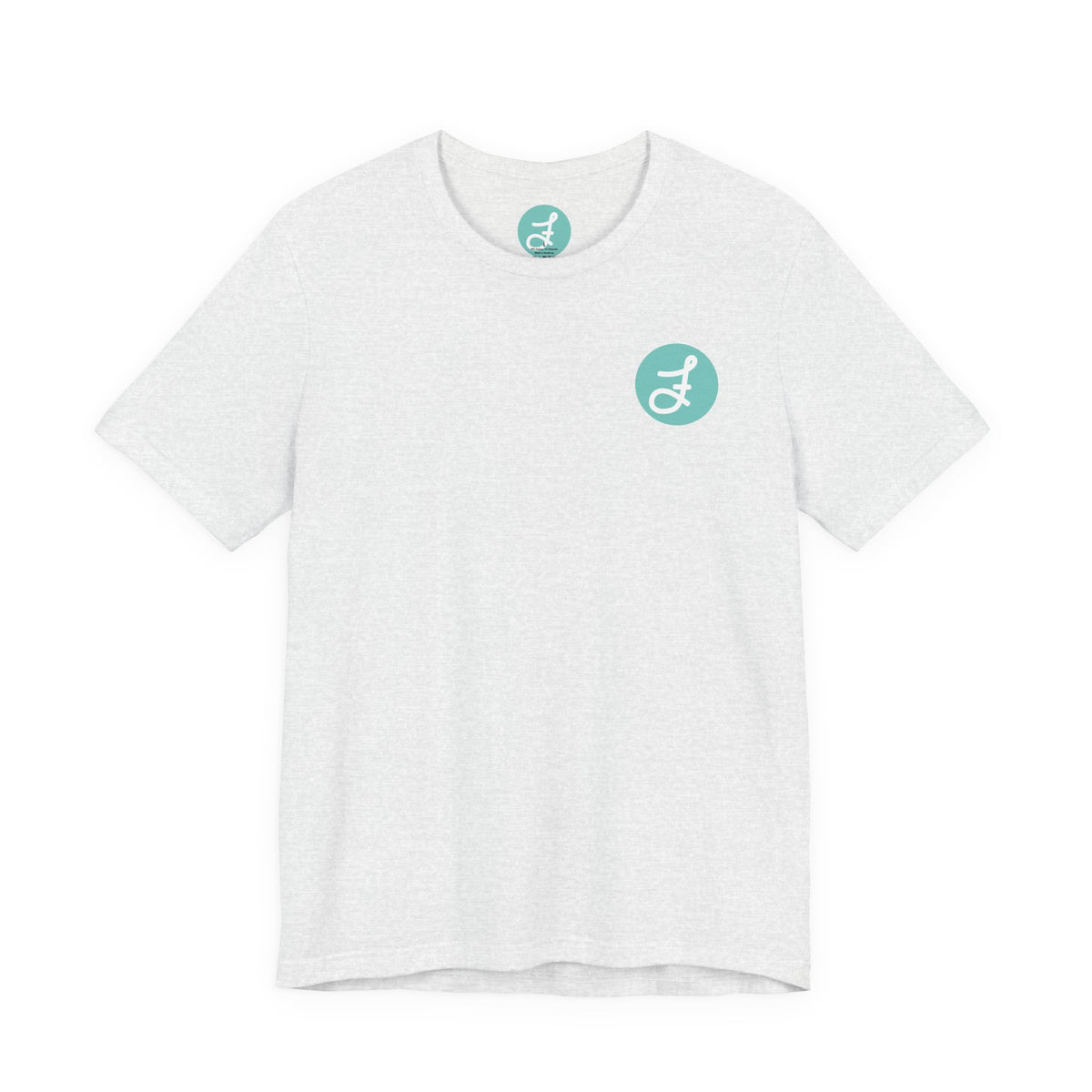 Frannie's Coffee Princeton, BC t-shirt in Ash: front with the F logo on the left chest