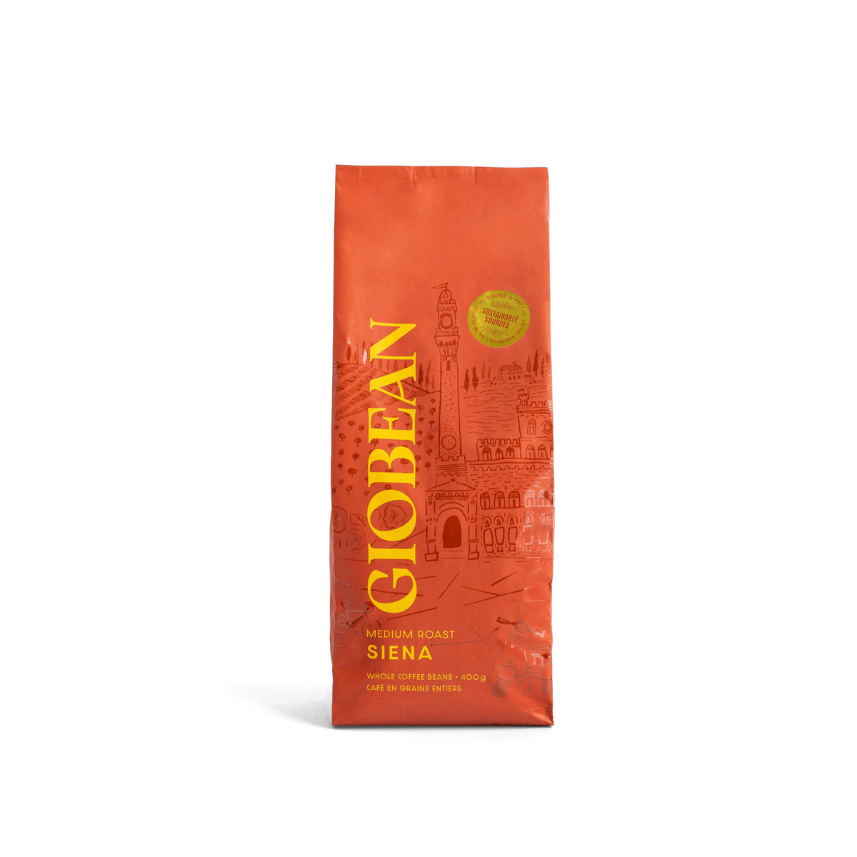 Giobean Siena medium roast coffee bag, front view