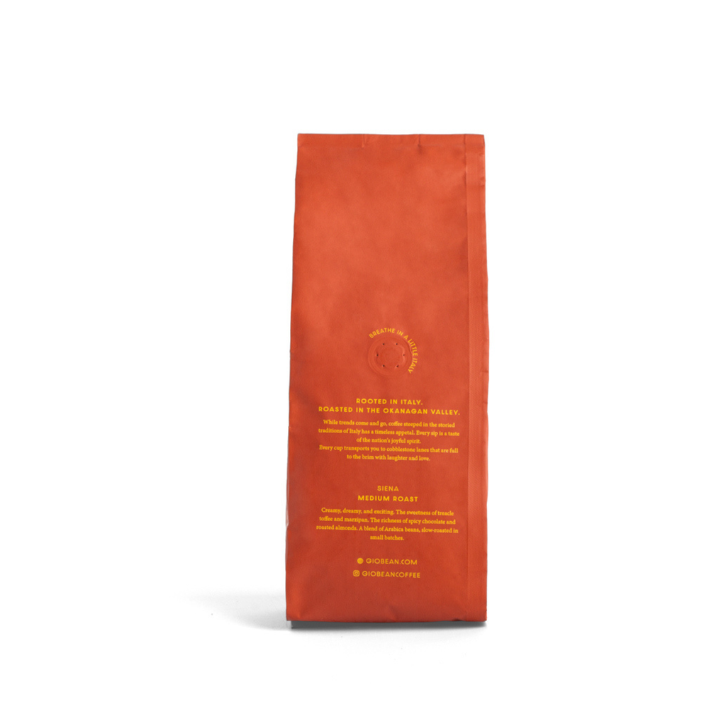 Giobean Siena medium roast coffee bag, back view